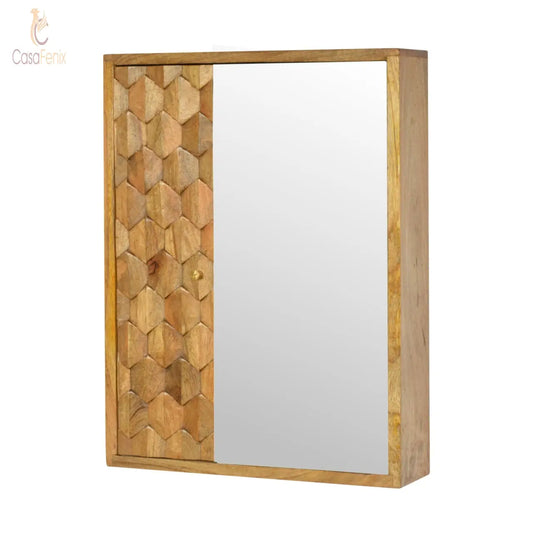 Pineapple Carved Sliding Wall Mirror Cabinet - CasaFenix