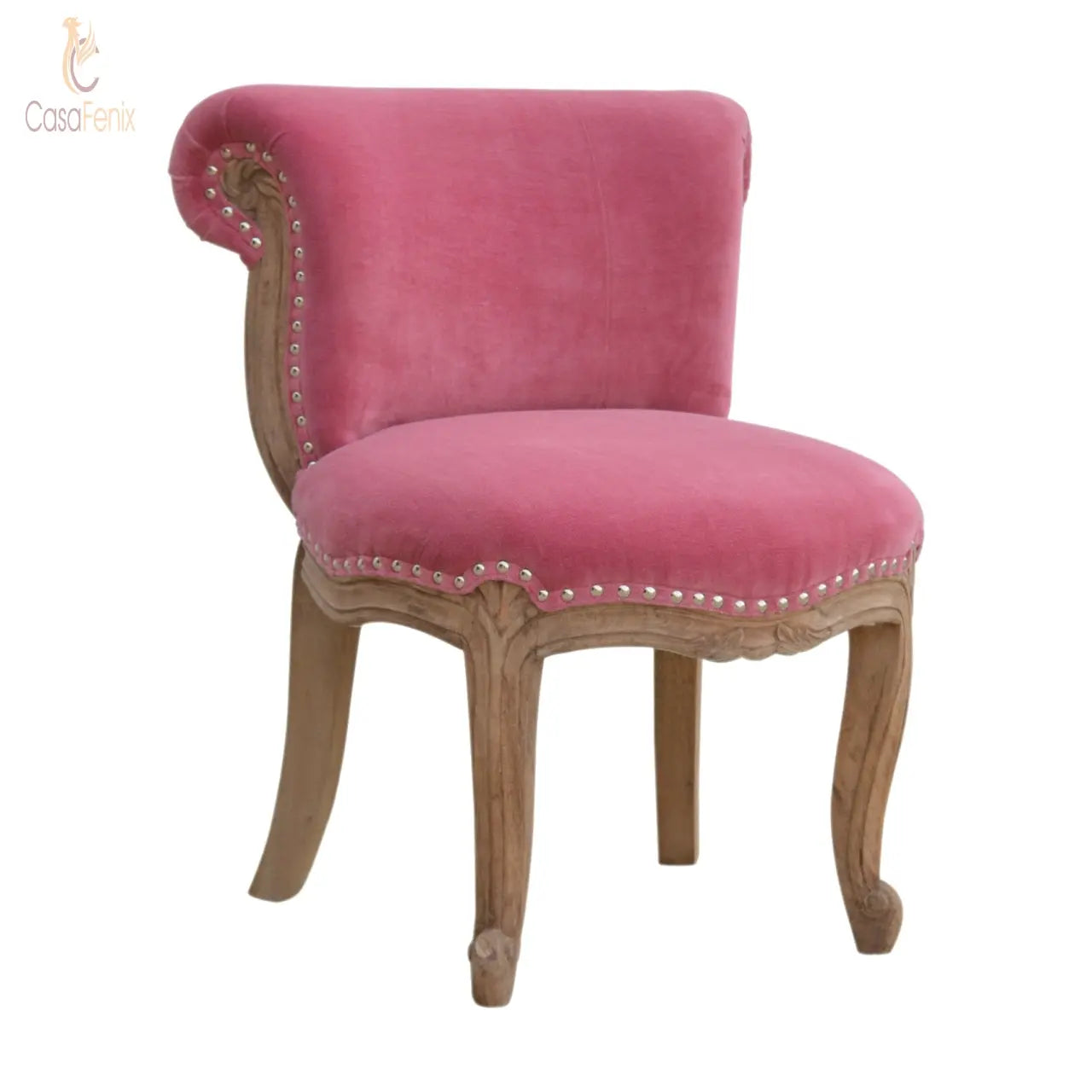 Pink Velvet Studded Bedroom Chair Chairs CasaFenix