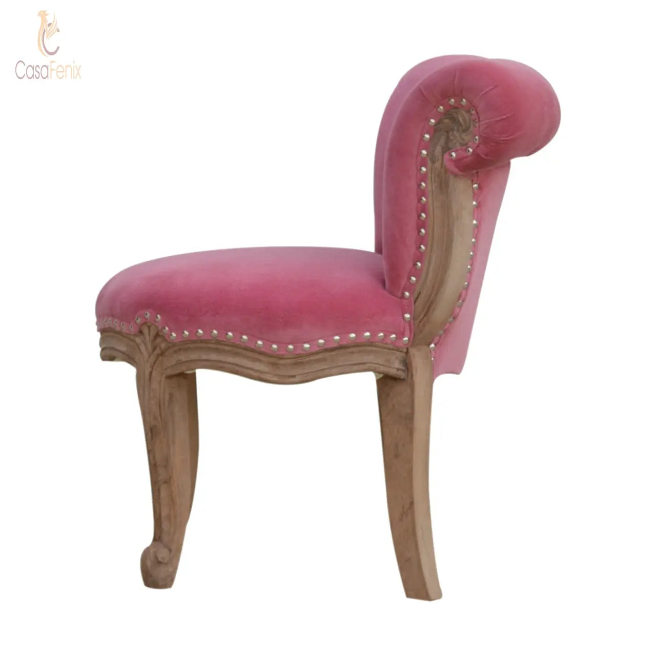 Pink Velvet Studded Bedroom Chair Chairs CasaFenix