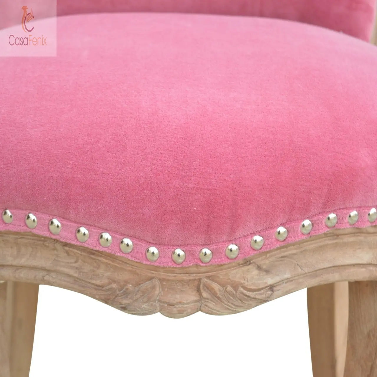 Pink Velvet Studded Bedroom Chair Chairs CasaFenix