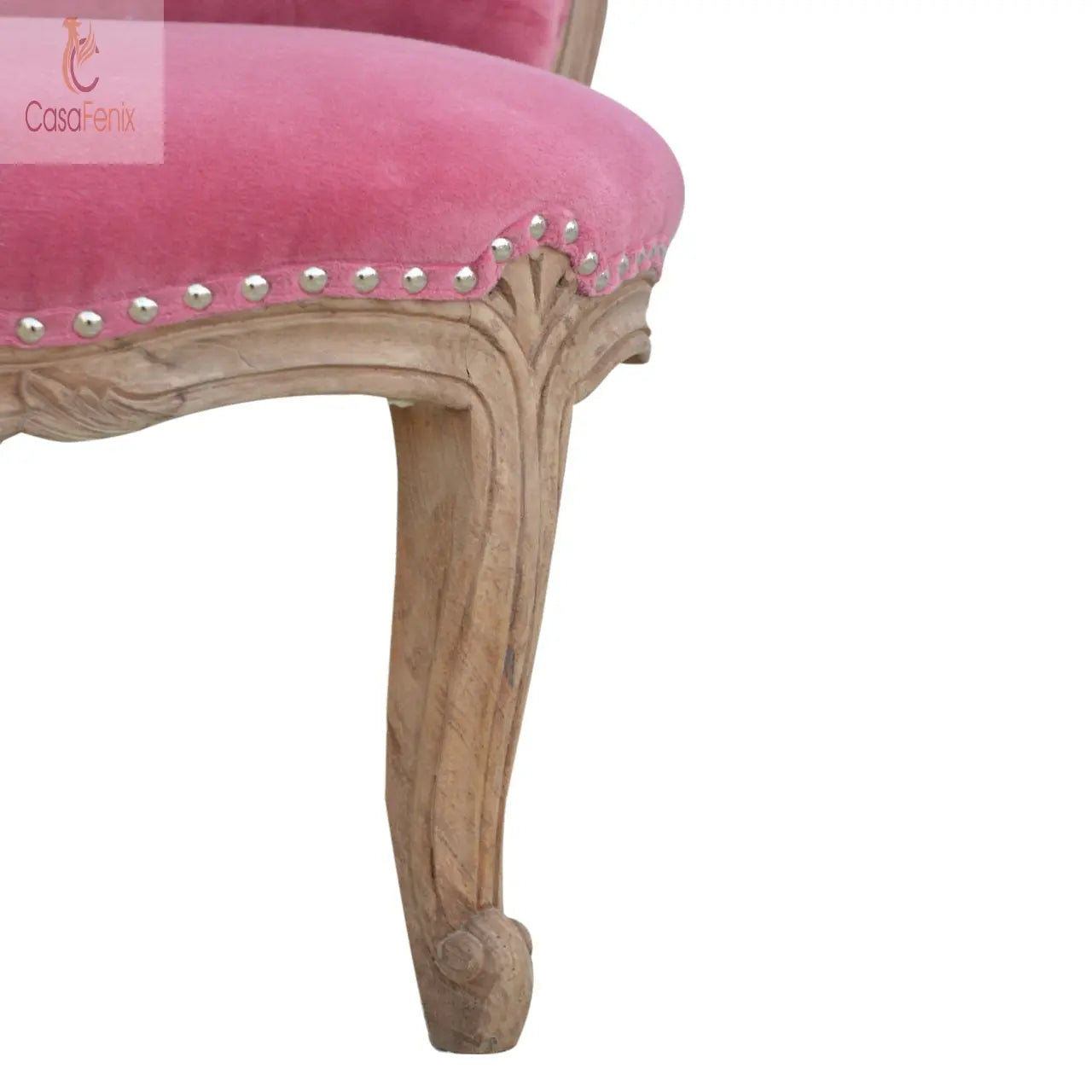 Pink Velvet Studded Bedroom Chair Chairs CasaFenix