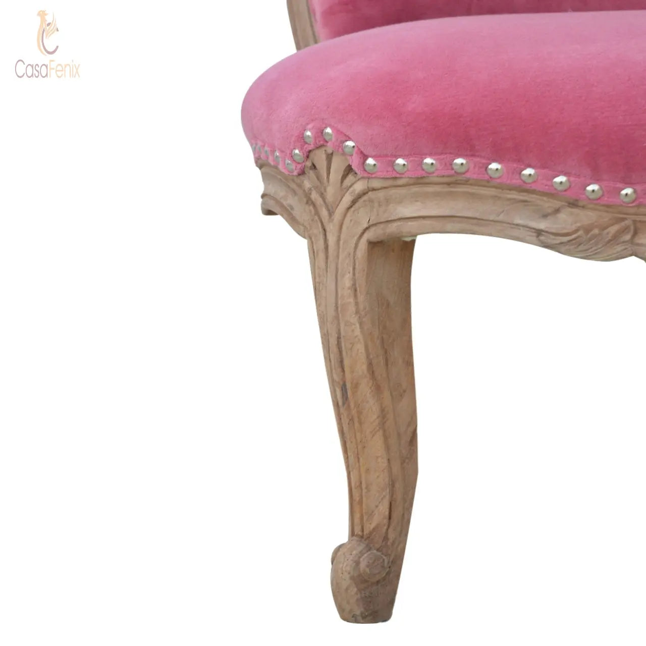 Pink Velvet Studded Bedroom Chair Chairs CasaFenix