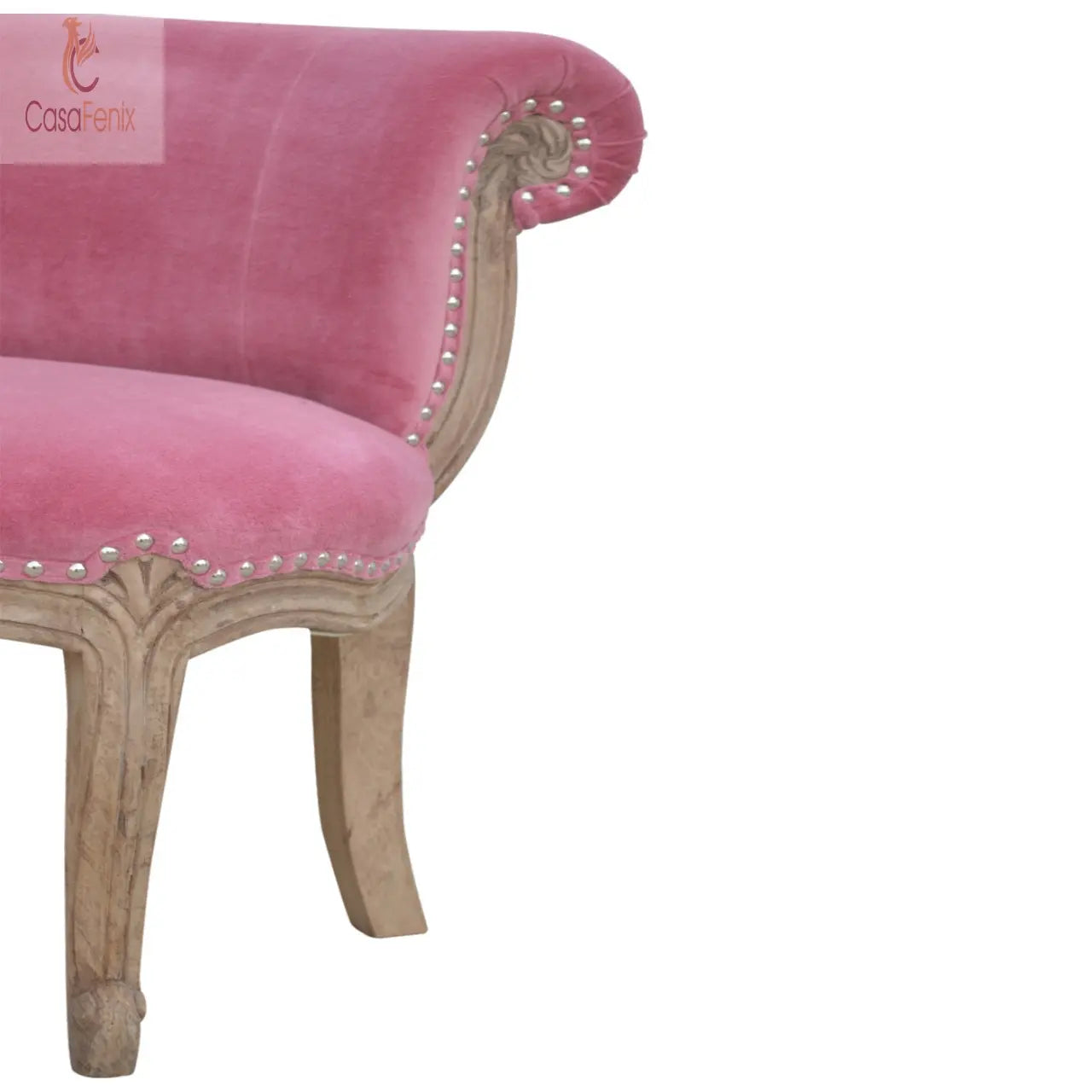 Pink Velvet Studded Bedroom Chair Chairs CasaFenix