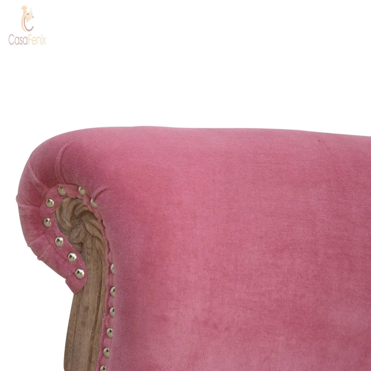 Pink Velvet Studded Bedroom Chair Chairs CasaFenix