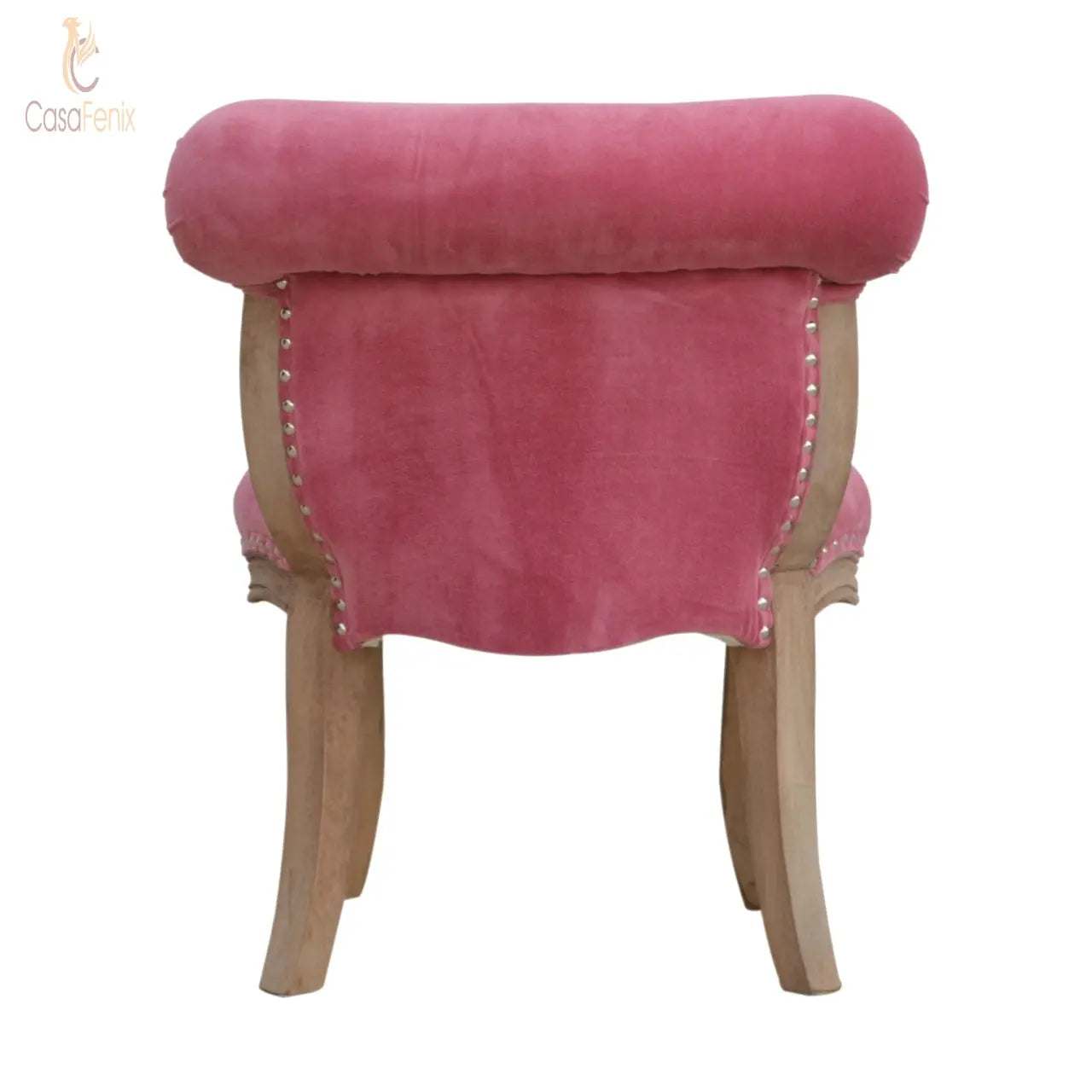 Pink Velvet Studded Bedroom Chair Chairs CasaFenix