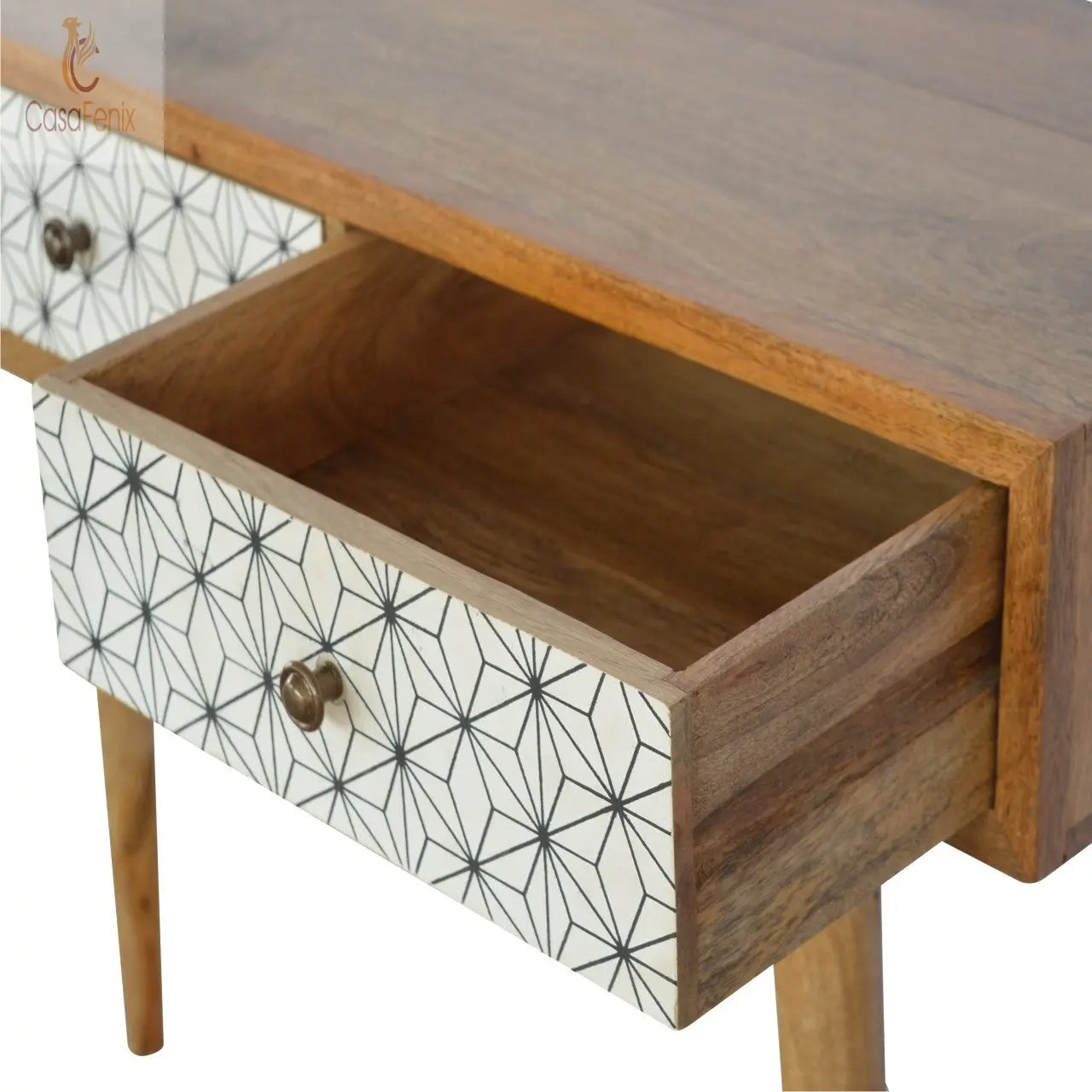 Prima Console Table 3 Drawer Desk Nordic Design 100% solid mango wood - CasaFenix