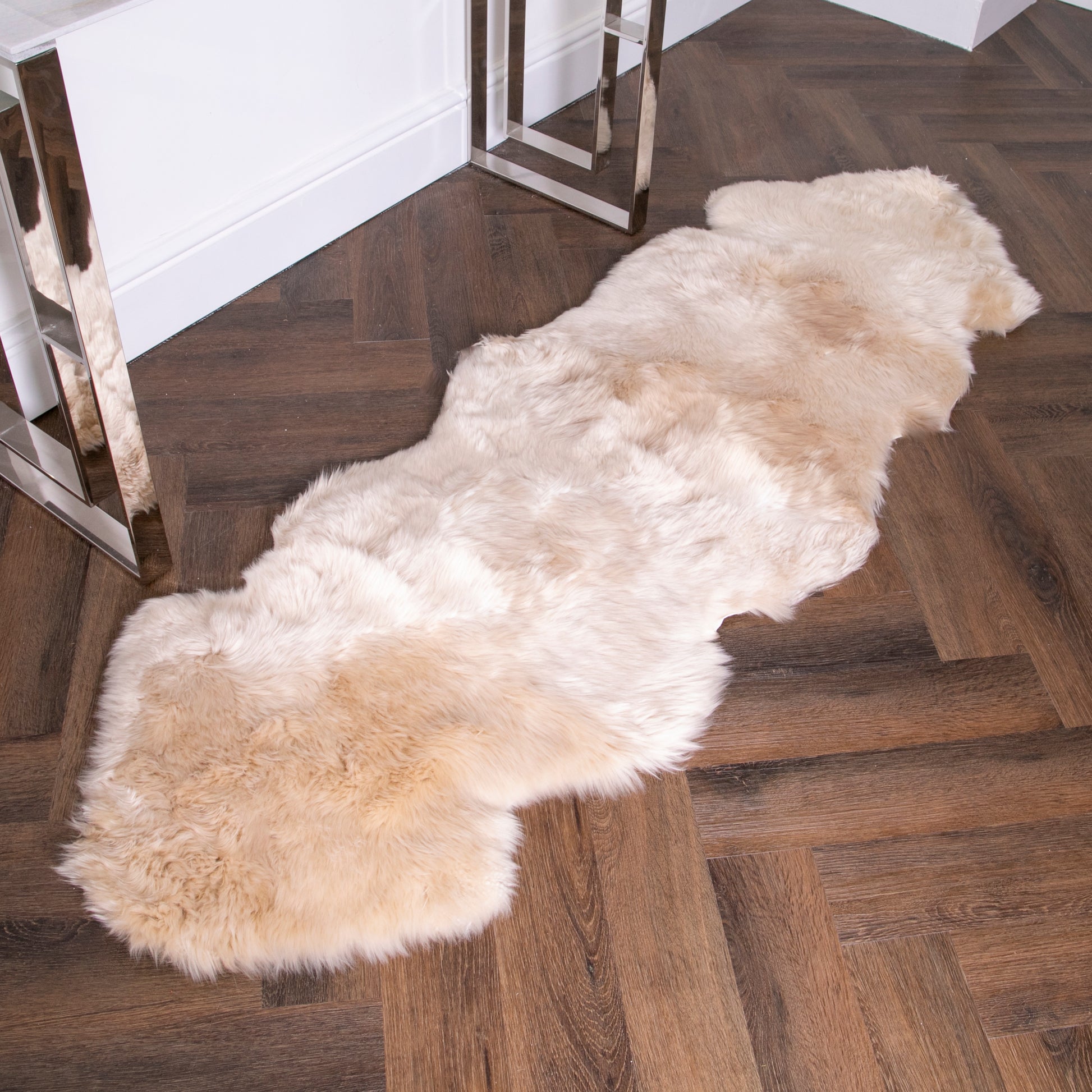 Double Beige Sheepskin Rug 240 x 60cm - CasaFenix