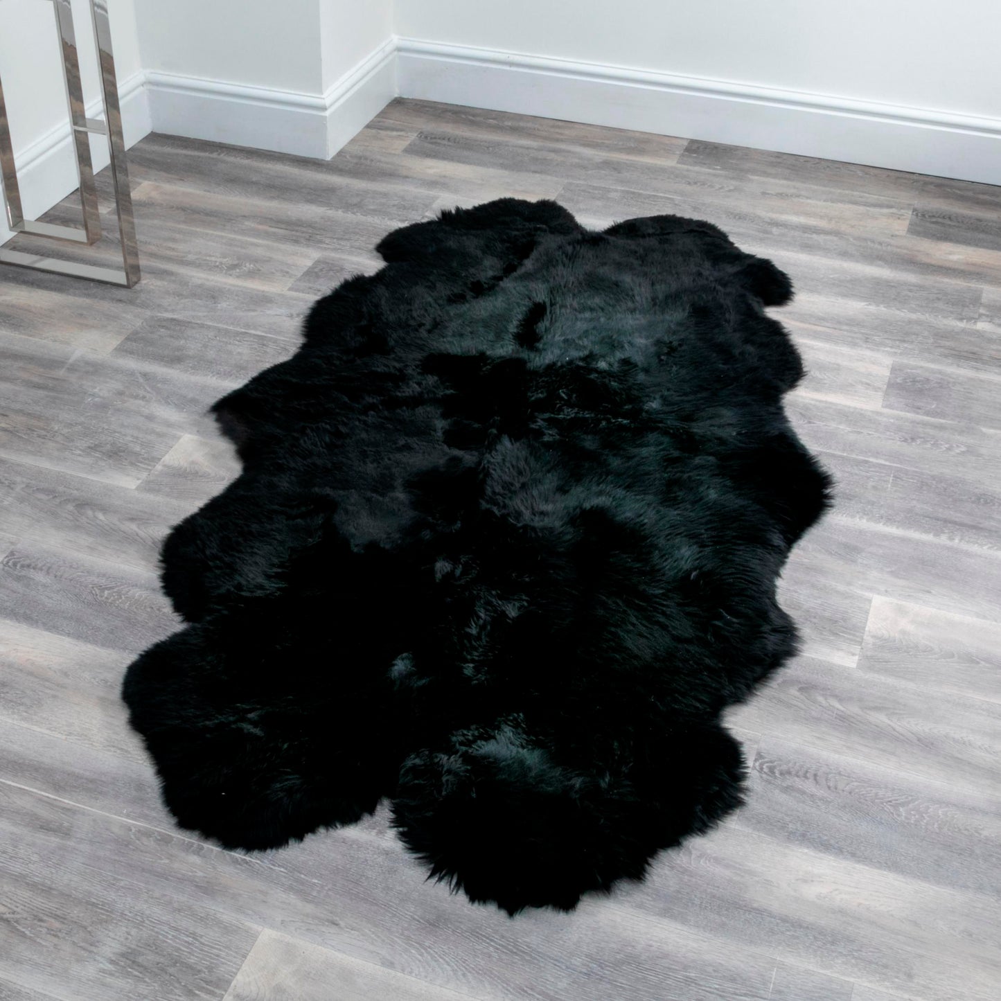 Quad Black Genuine Sheepskin Rug 240 x 120cm - CasaFenix