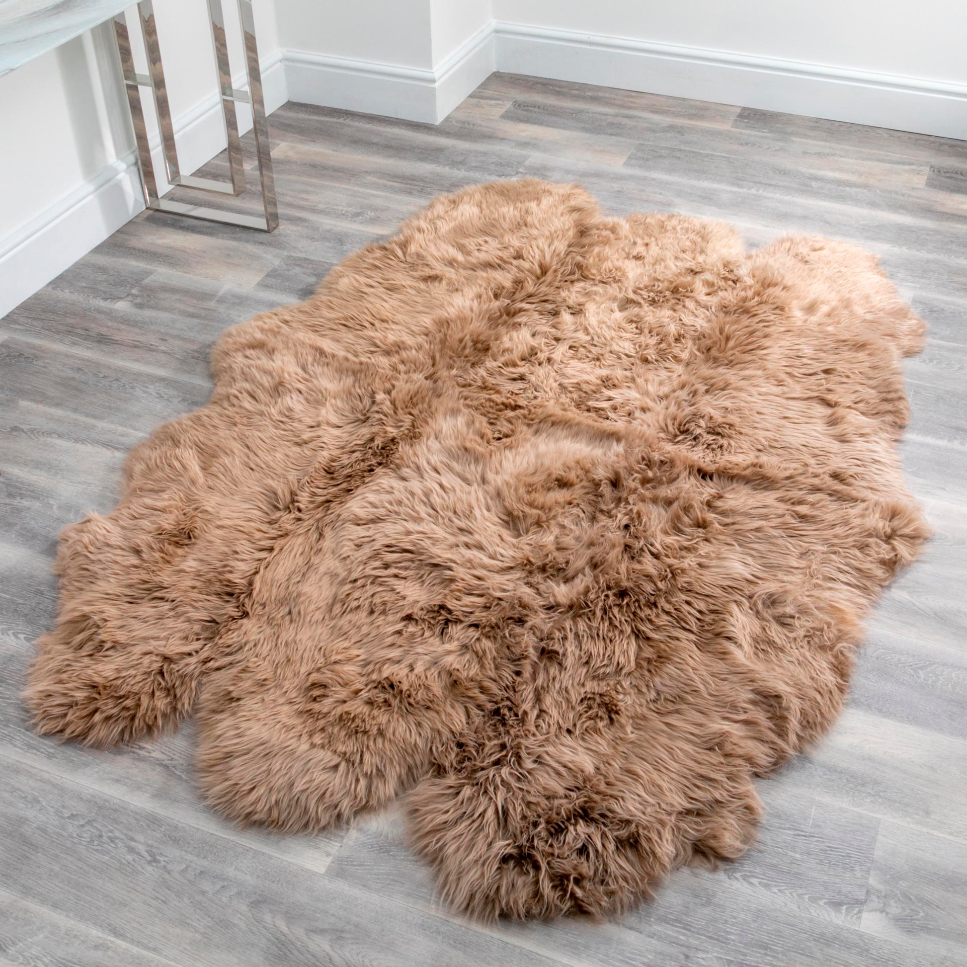 Sextuplet Light Brown Genuine Sheepskin Rug 240 x 180cm - CasaFenix