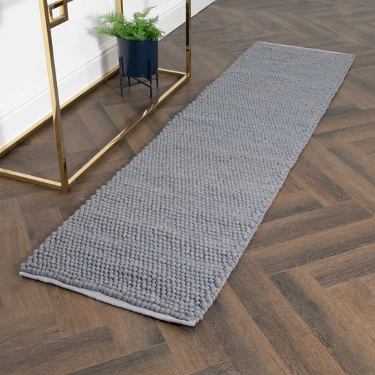 Grey Bubble Runner Wool Rug (60 x 230cm) Rugs CasaFenix