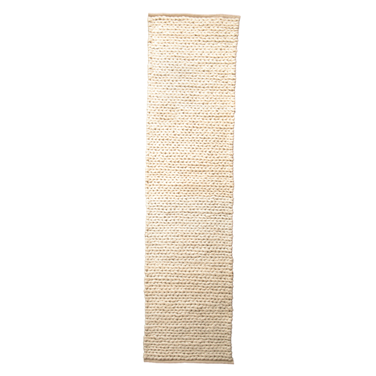 Cream Knitted Runner Wool Rug 60 x 230cm Rugs CasaFenix