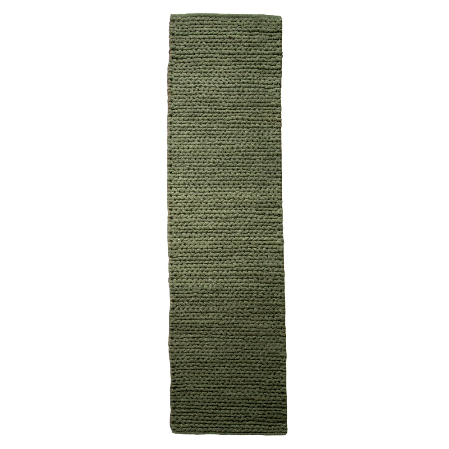 Green Knitted Runner Wool Rug (60 x 230cm) Rugs CasaFenix