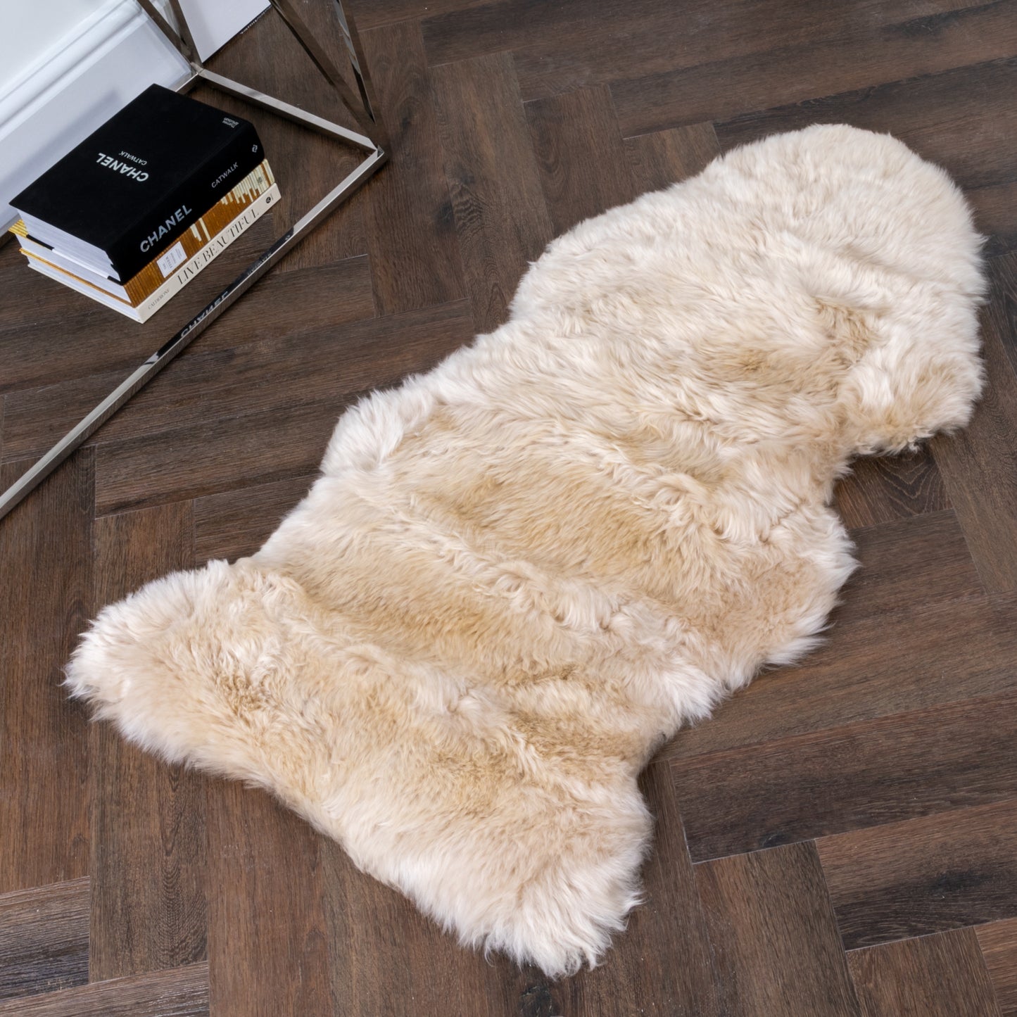 Beige Sheepskin Rug XXL 120 x 60cm 1.5kg - CasaFenix