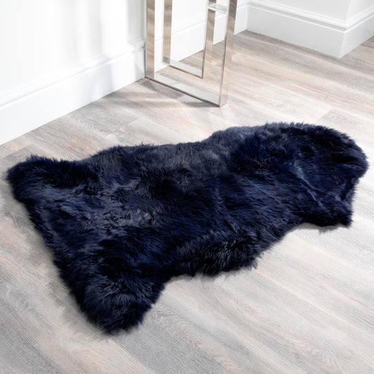 Blue Sheepskin Rug XXL 120 x 60cm 1.5kg - CasaFenix