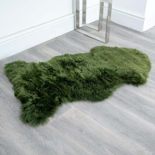 Olive Green Sheepskin Rug XXL 120 x 60cm 1.5kg - CasaFenix