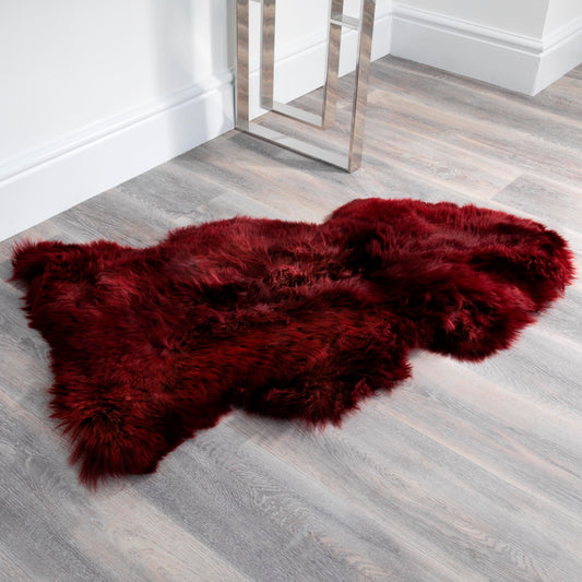 Red Sheepskin Rug XXL 120 x 60cm 1.5kg - CasaFenix