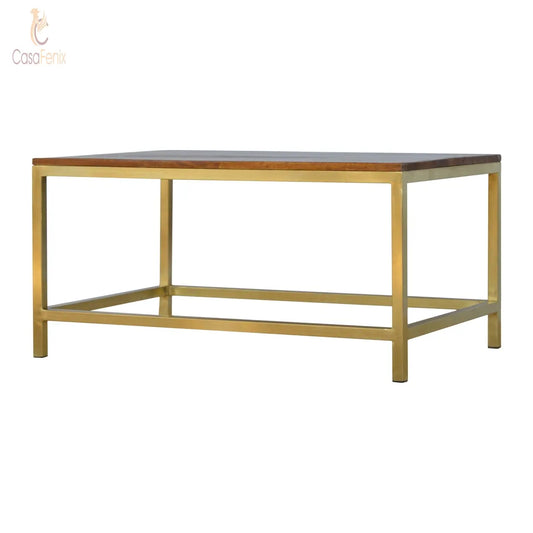 Rectangular Coffee Table with Gold Base - CasaFenix