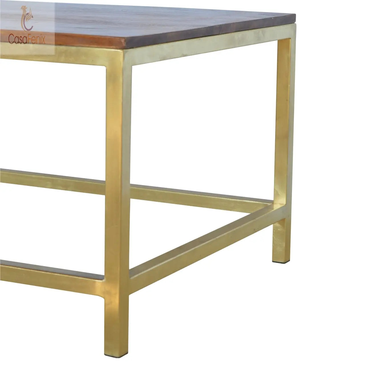 Rectangular Coffee Table with Gold Base - CasaFenix