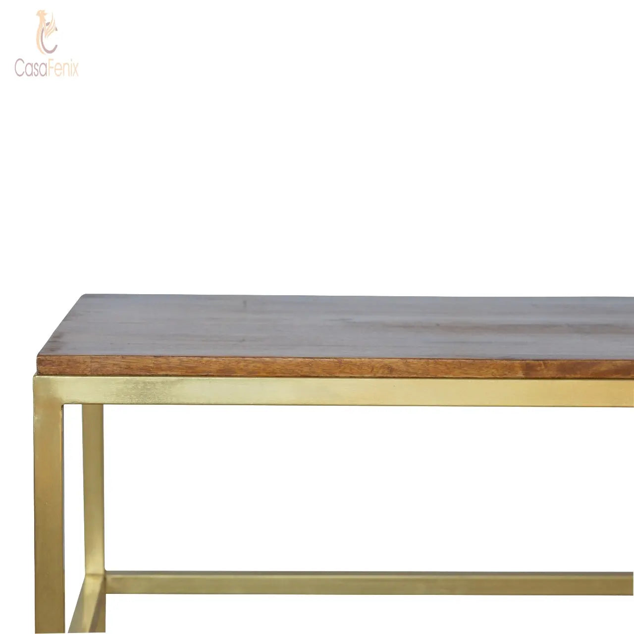 Rectangular Coffee Table with Gold Base - CasaFenix