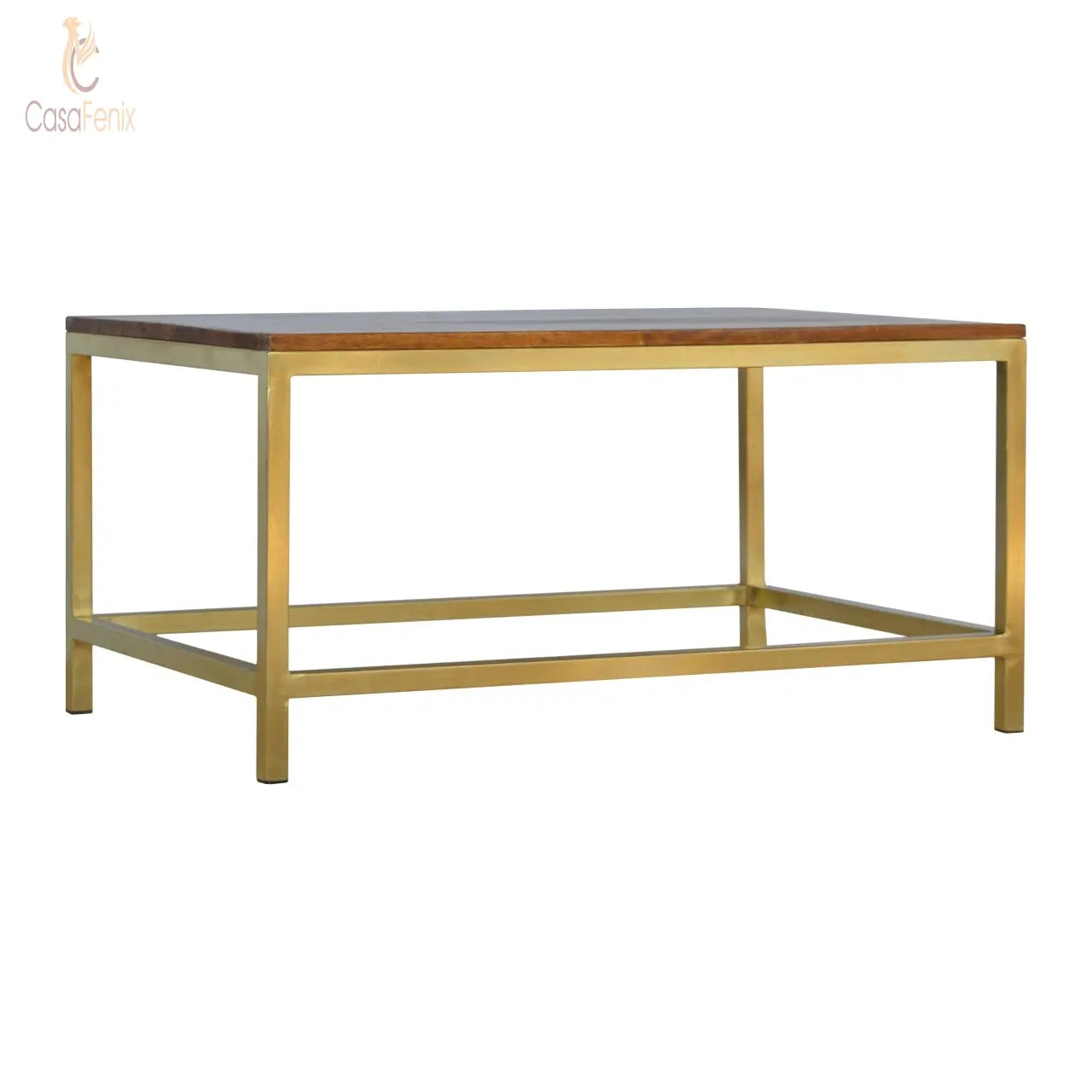 Rectangular Coffee Table with Gold Base - CasaFenix