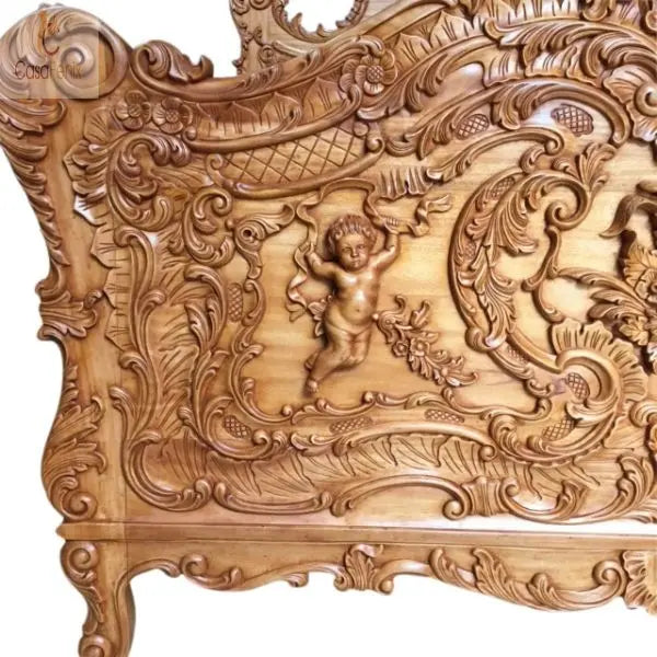 Reproduction of a Unique Carved Cherub bed in Solid Mahogany CasaFenix