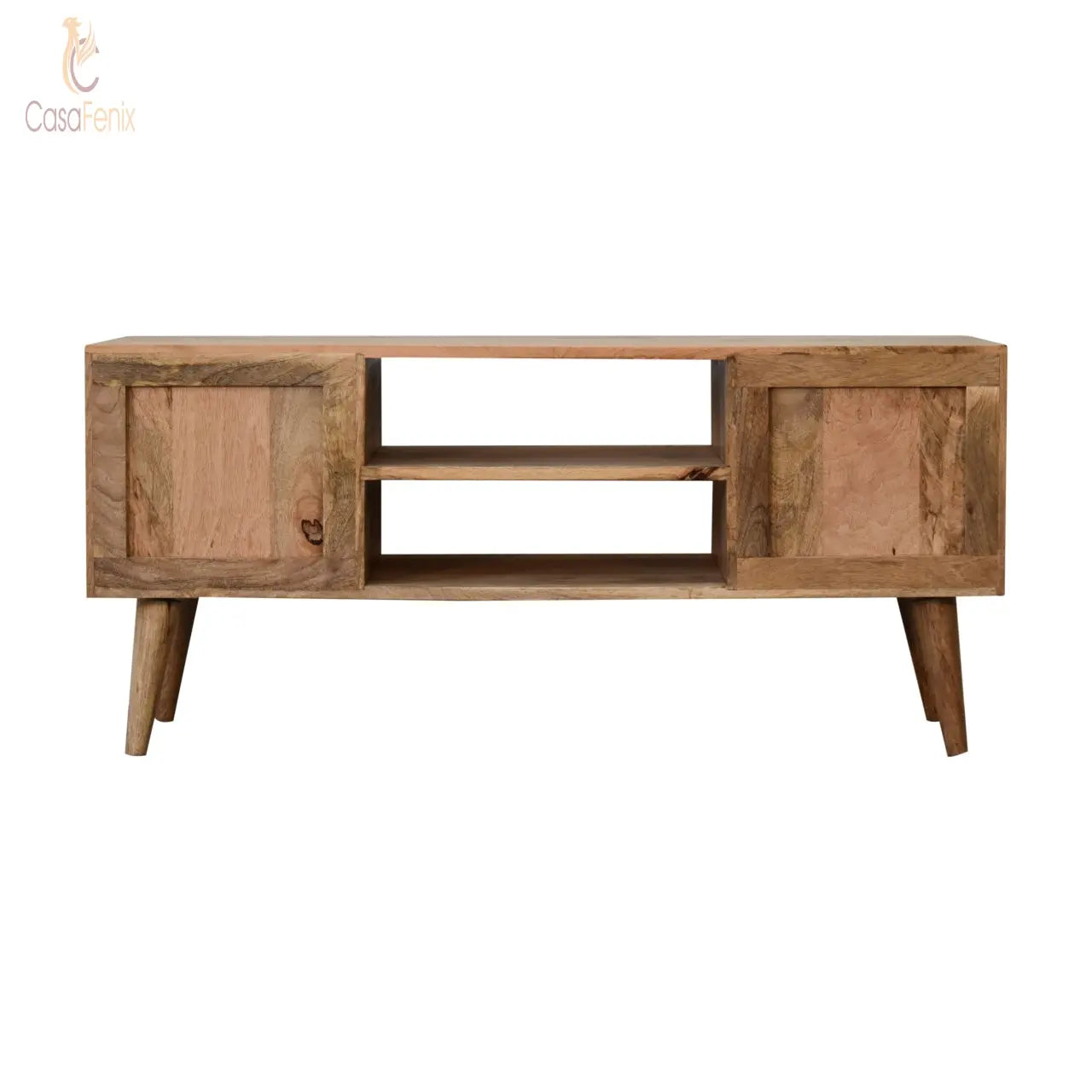 Rosalie Media Unit Solid Mango Wood & Rattan Wide TV Stand - CasaFenix