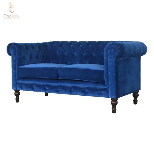 Royal Blue Velvet Chesterfield Sofa Sofa CasaFenix