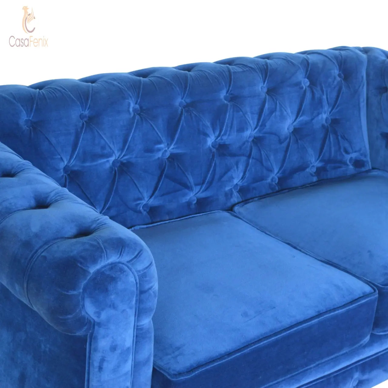 Royal Blue Velvet Chesterfield Sofa Sofa CasaFenix