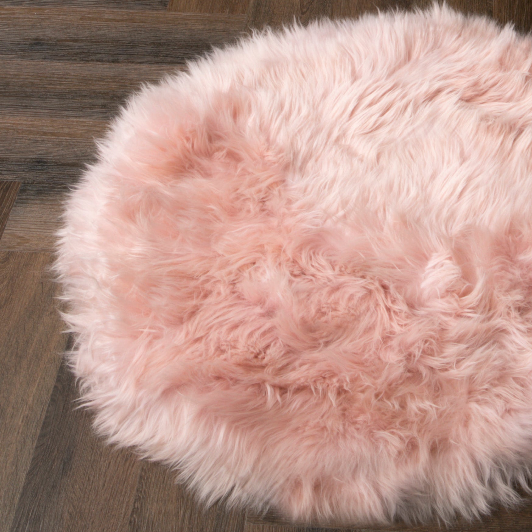 Pink Rectangle Sheepskin Rug - Circle 70cm Diameter - CasaFenix