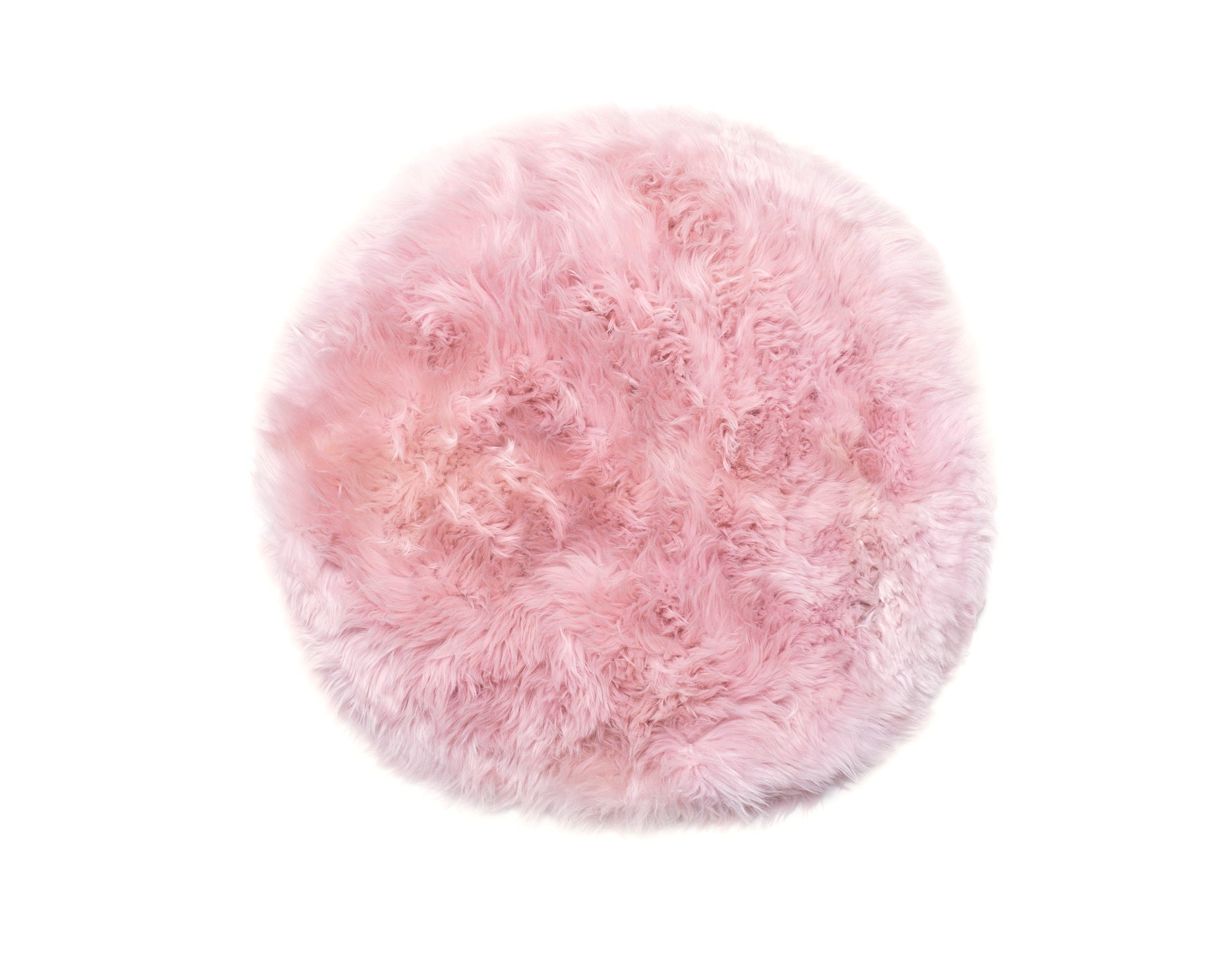 Pink Rectangle Sheepskin Rug - Circle 70cm Diameter - CasaFenix