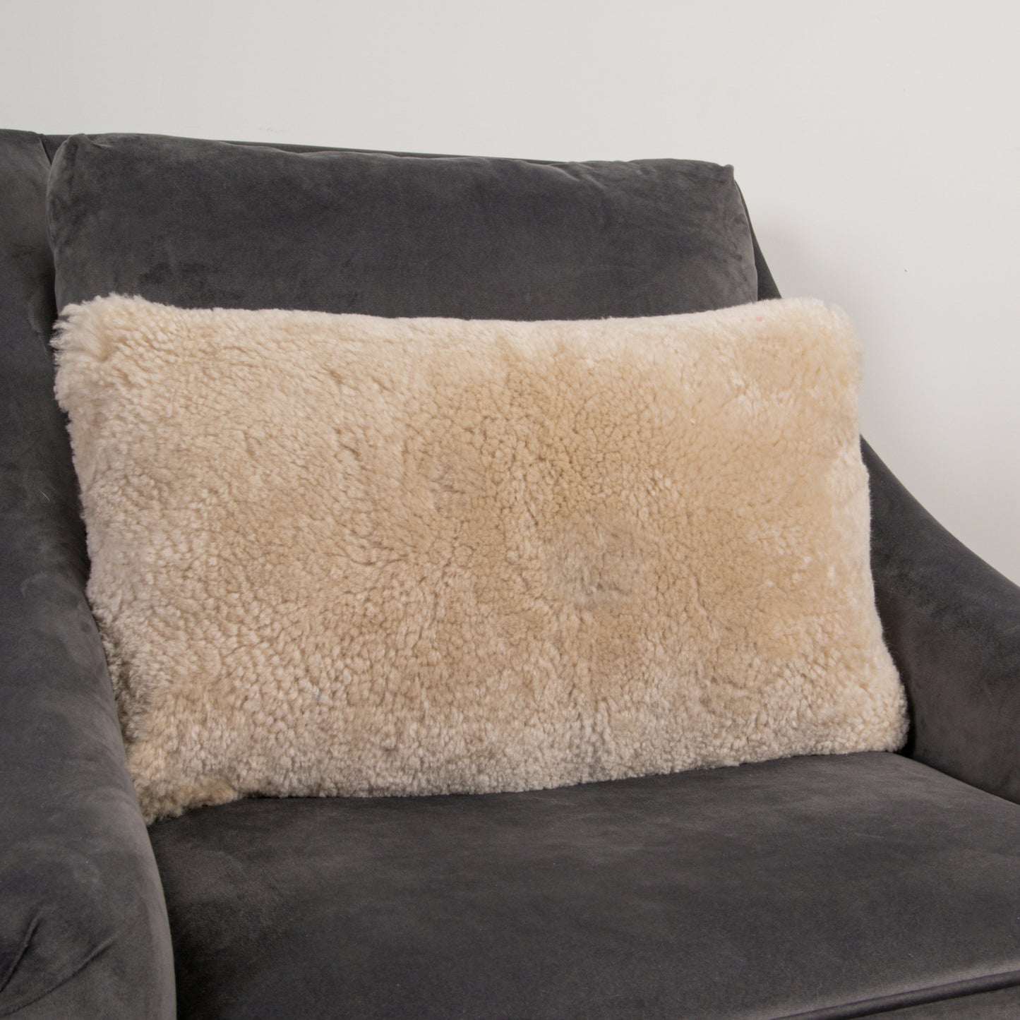 Cream Short Pile Sheepskin Cushion 50x30cm - CasaFenix