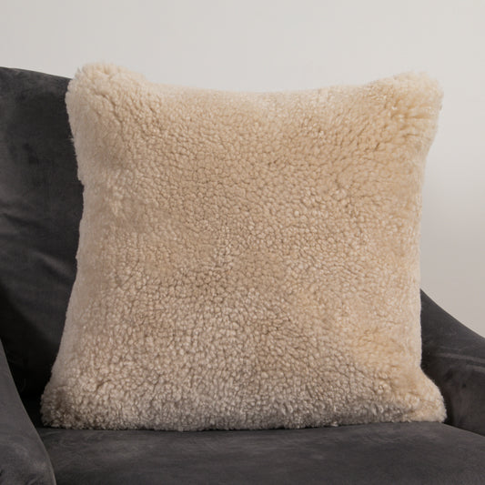 Cream Short Pile Sheepskin Cushion 45x45cm - CasaFenix