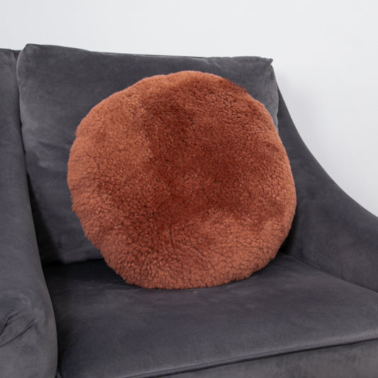 Coral Short Pile Sheepskin Cushion 40cm Diameter - CasaFenix