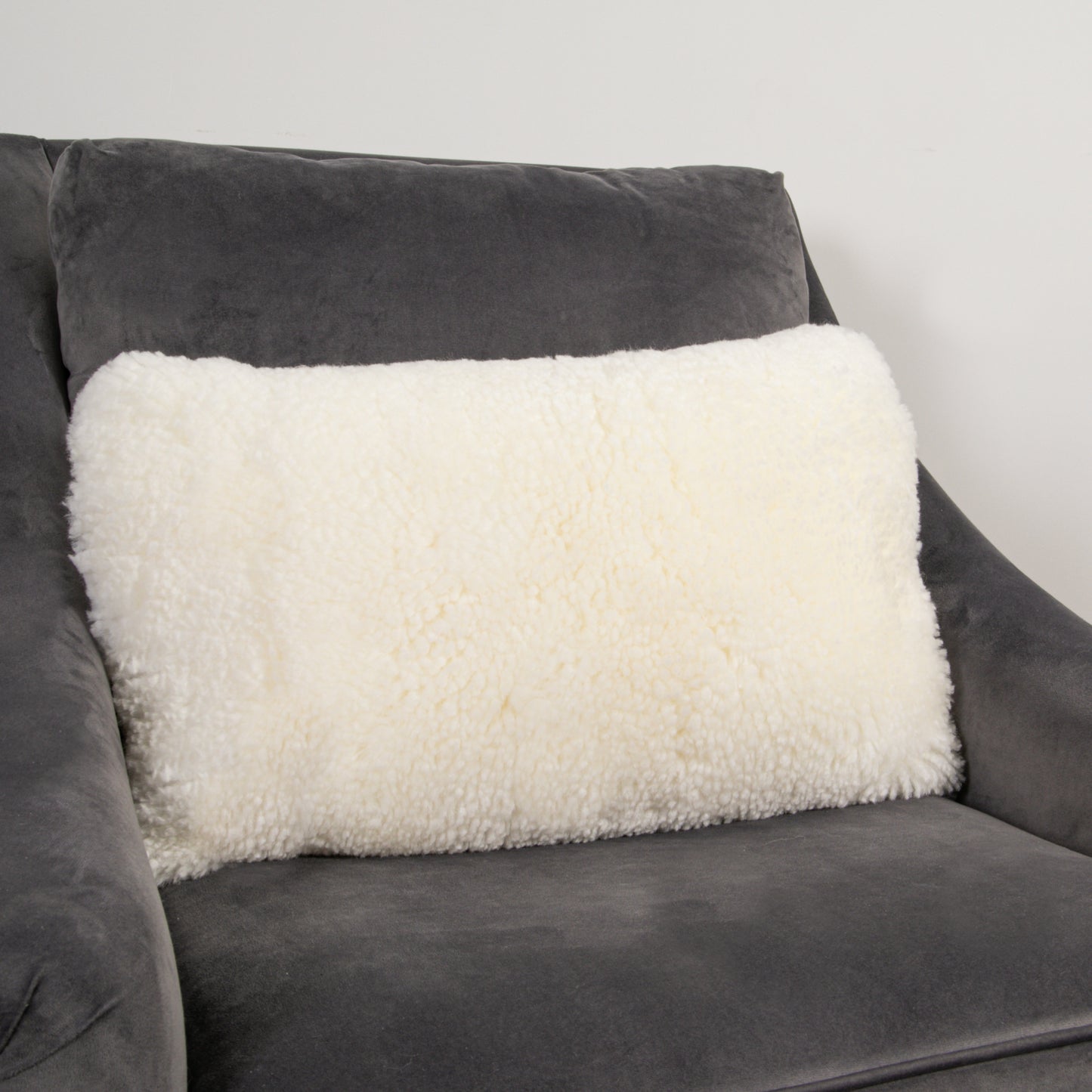 Ivory Short Pile Sheepskin Cushion 50x30cm - CasaFenix