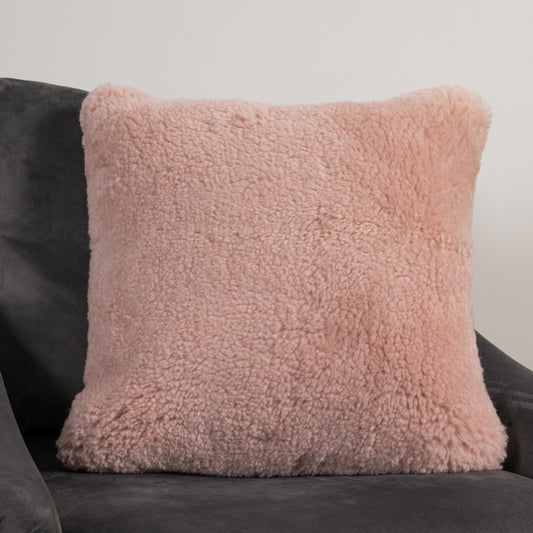 Pink Short Pile Sheepskin Cushion 45 x 45cm - CasaFenix