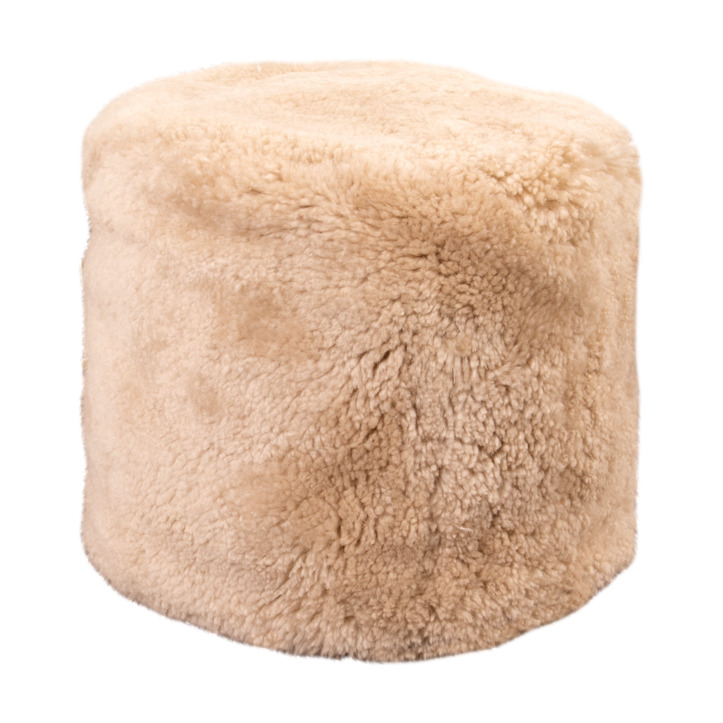 Cream Short Pile Sheepskin Pouf 40x40cm Round Foot Stool - CasaFenix