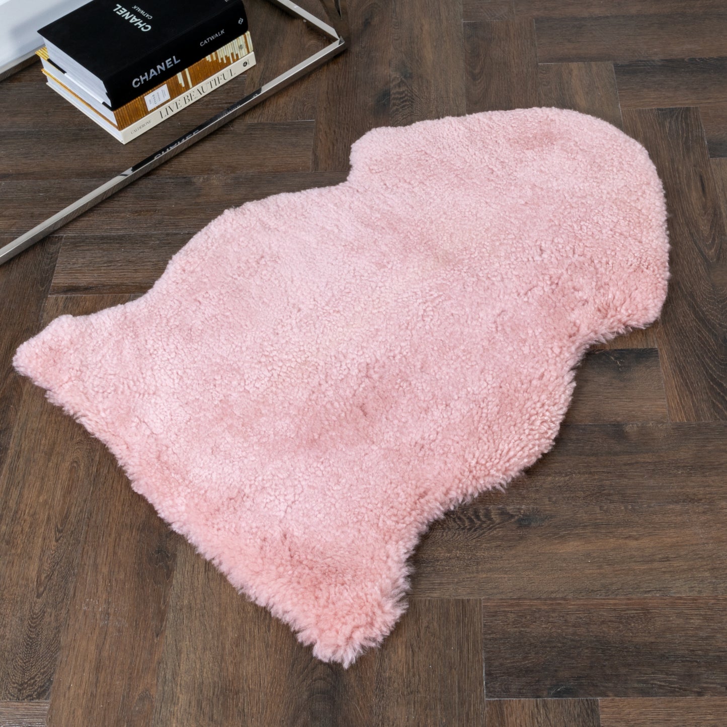 Pink Short Pile Sheepskin Rug 90 x 60cm - CasaFenix