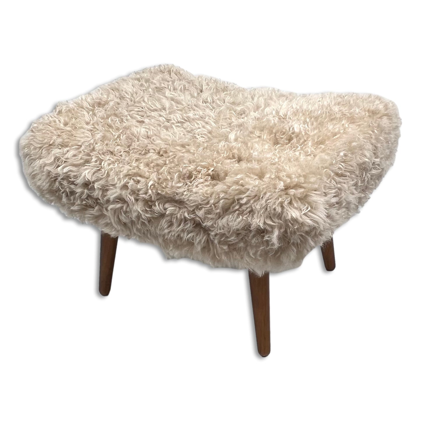 Shearling Sheepskin Beige Footstool 65x45cm - CasaFenix