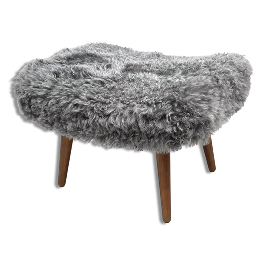 Shearling Sheepskin Grey Footstool 65x45cm - CasaFenix