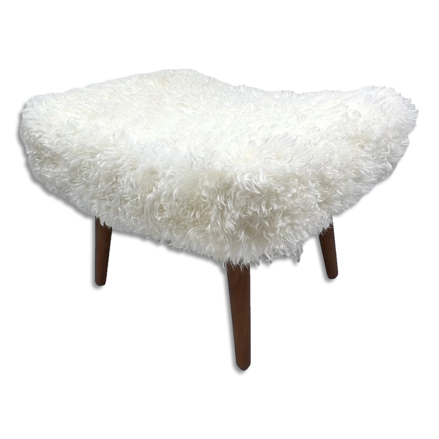 Shearling Sheepskin White Footstool 65x45cm - CasaFenix