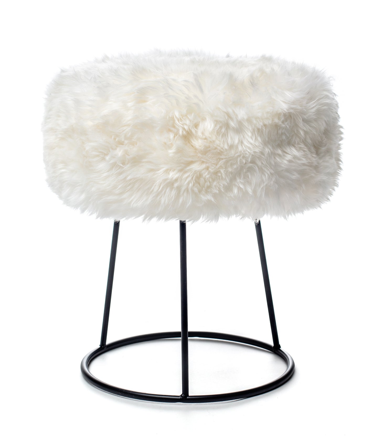 Natural Colour Genuine Sheepskin over a Metal Stool - CasaFenix