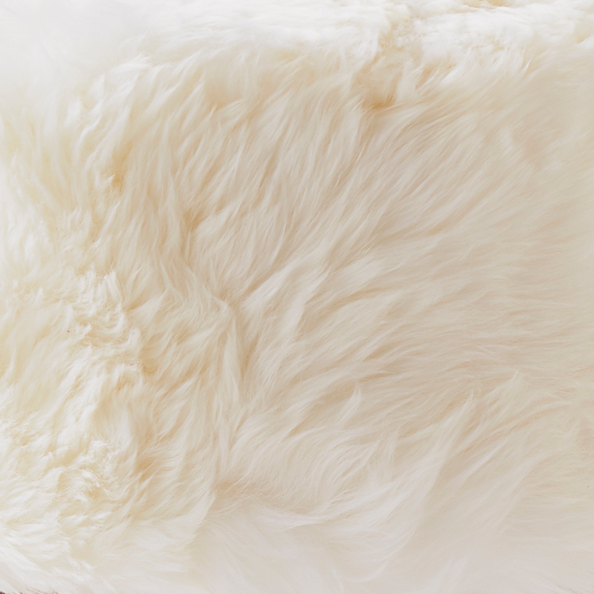 Natural White Genuine Sheepskin Wood Leg Stool - Woodstain - CasaFenix
