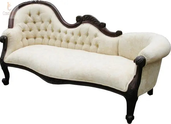 Single Ended Chaise Lounge Upholstered Bedroom Seat / Seat Solid Mahogany - CasaFenix