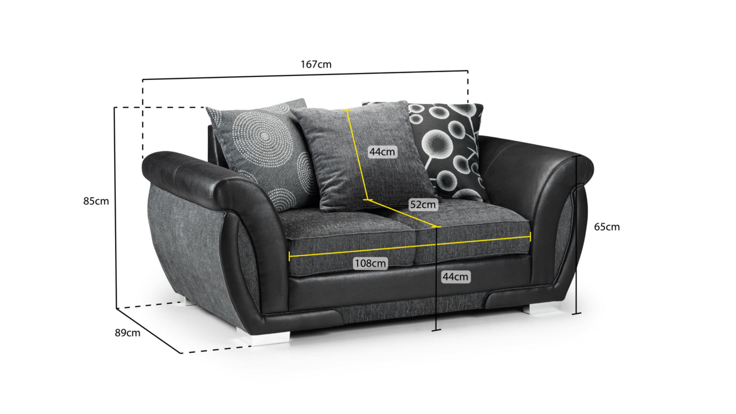 Shannon Fabric Sofa in 1, 2, 3 Seat, 4 Seat Corner Settee & Footstool. Chrome Feet Sofa CasaFenix