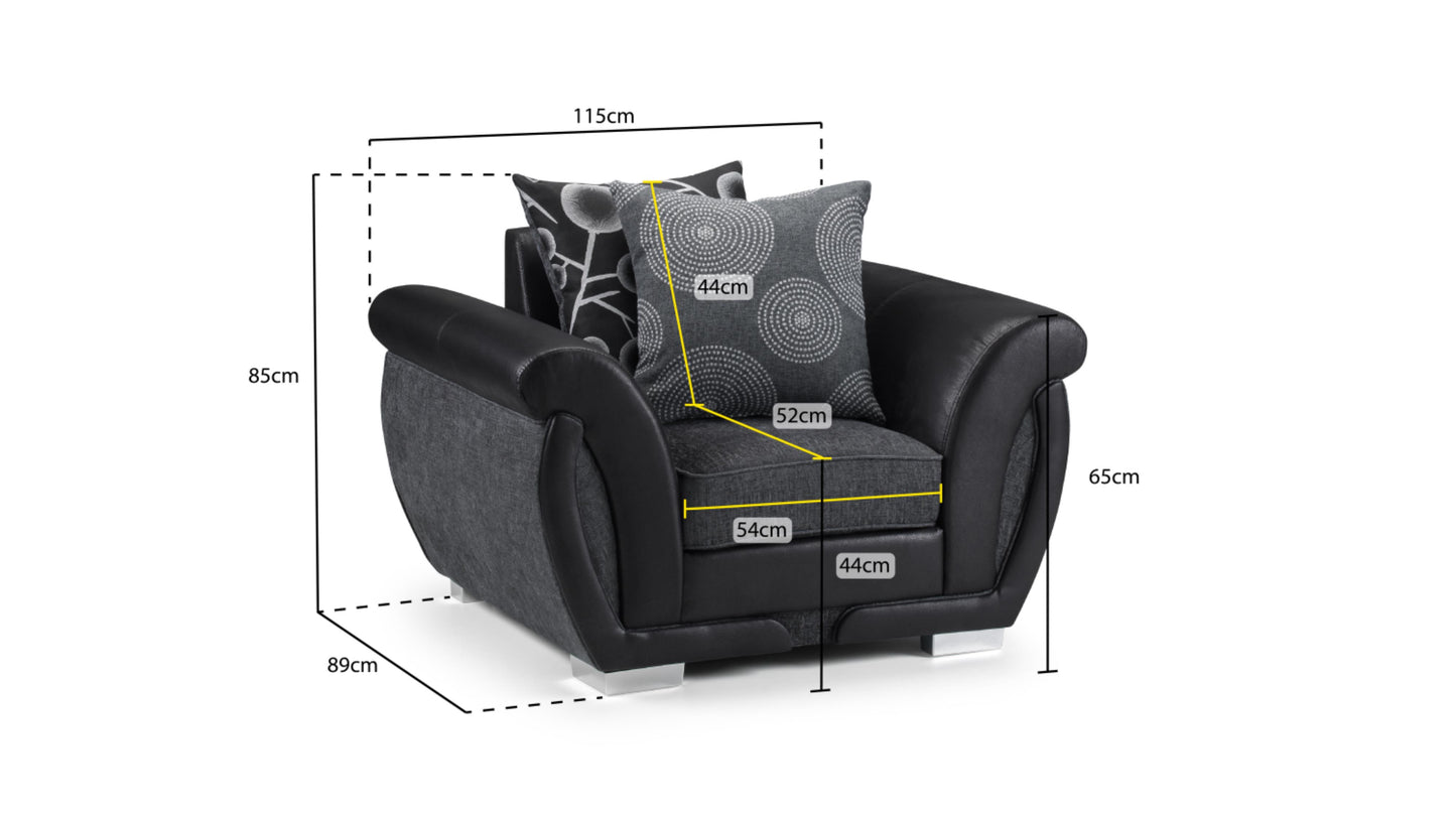 Shannon Fabric Sofa in 1, 2, 3 Seat, 4 Seat Corner Settee & Footstool. Chrome Feet Sofa CasaFenix