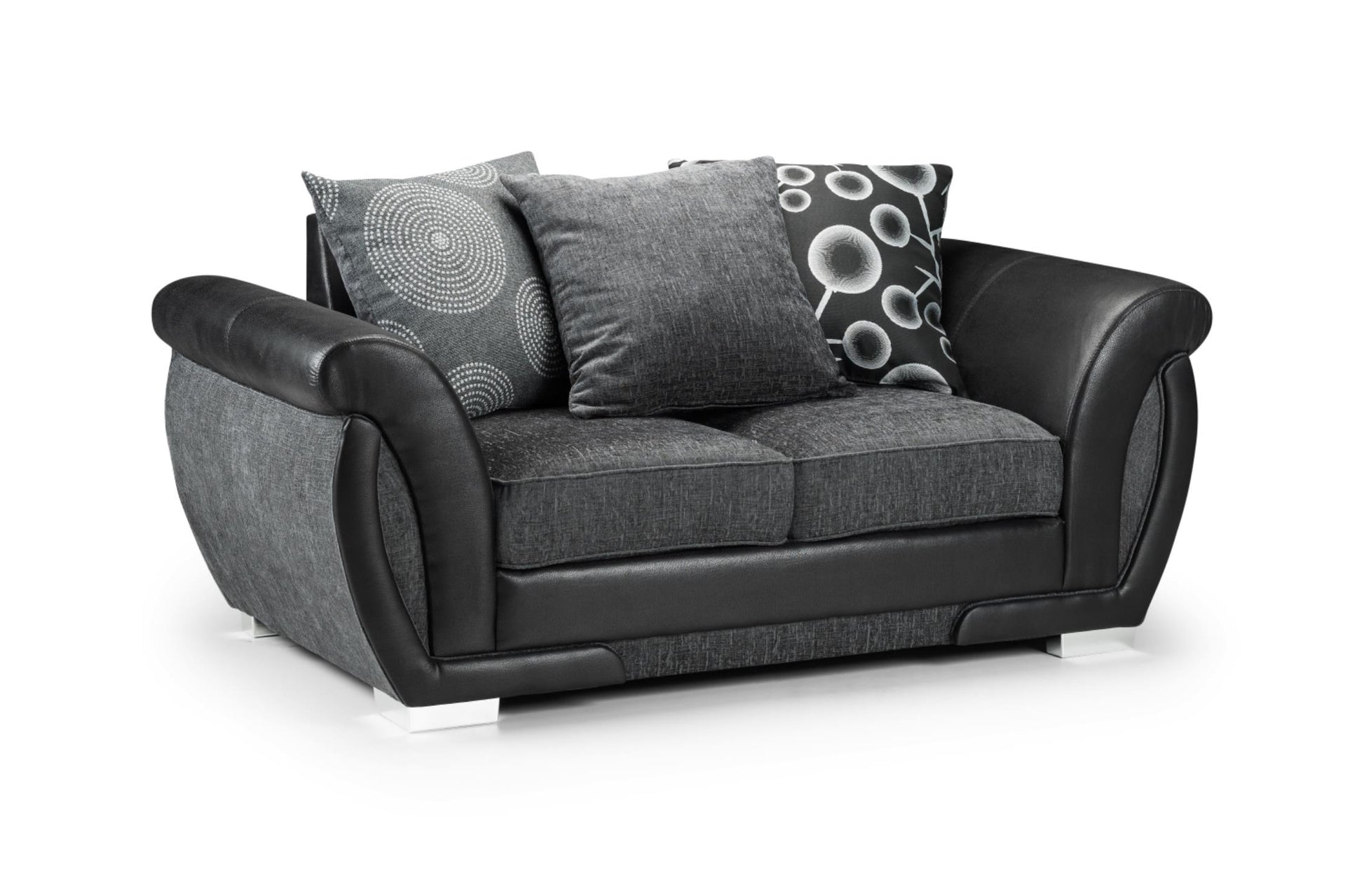 Shannon Fabric Sofa in 1, 2, 3 Seat, 4 Seat Corner Settee & Footstool. Chrome Feet Sofa CasaFenix