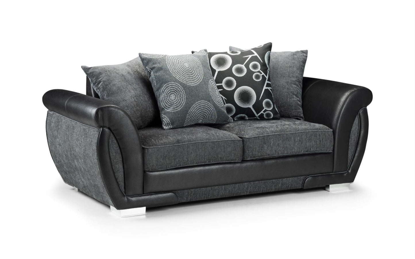 Shannon Fabric Sofa in 1, 2, 3 Seat, 4 Seat Corner Settee & Footstool. Chrome Feet Sofa CasaFenix