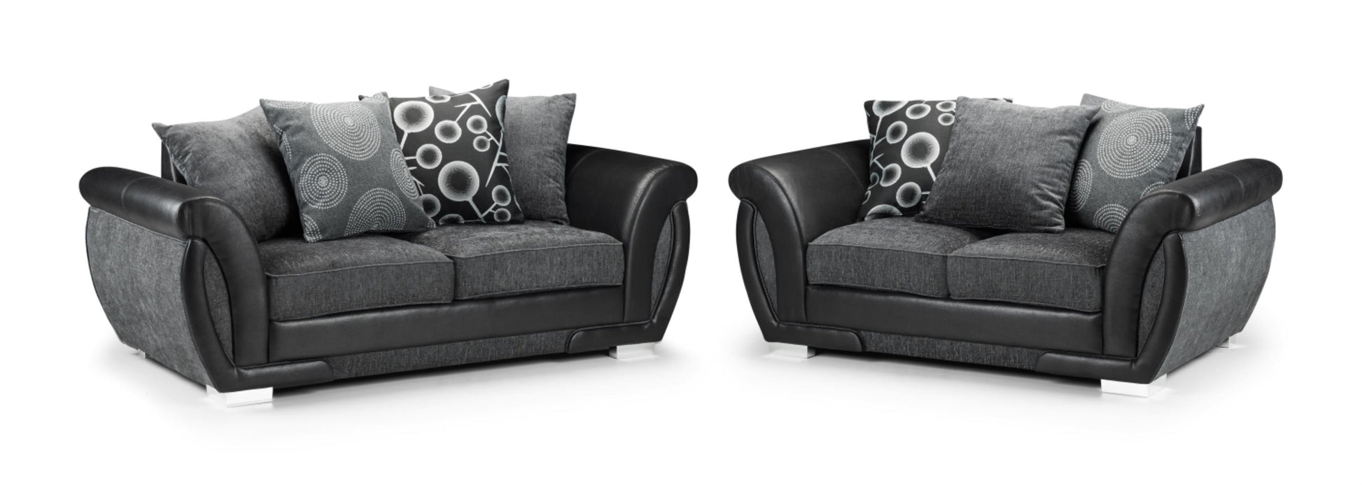 Shannon Fabric Sofa in 1, 2, 3 Seat, 4 Seat Corner Settee & Footstool. Chrome Feet Sofa CasaFenix