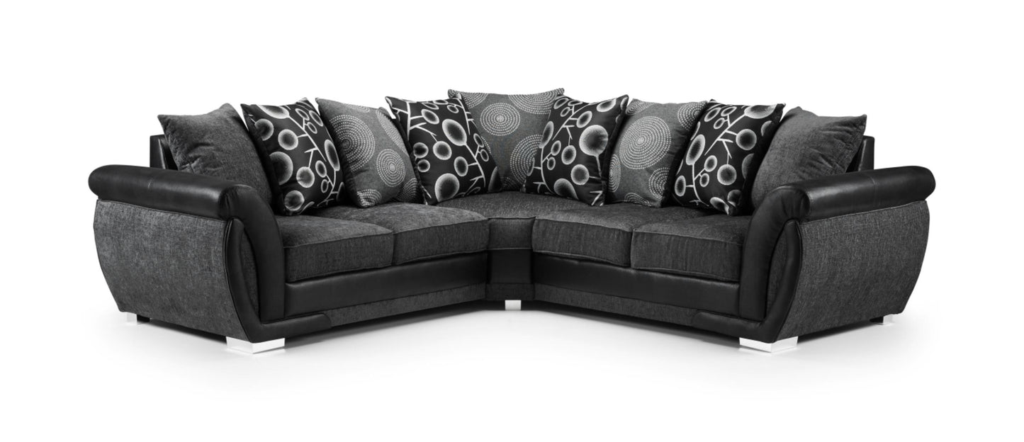 Shannon Fabric Sofa in 1, 2, 3 Seat, 4 Seat Corner Settee & Footstool. Chrome Feet Sofa CasaFenix