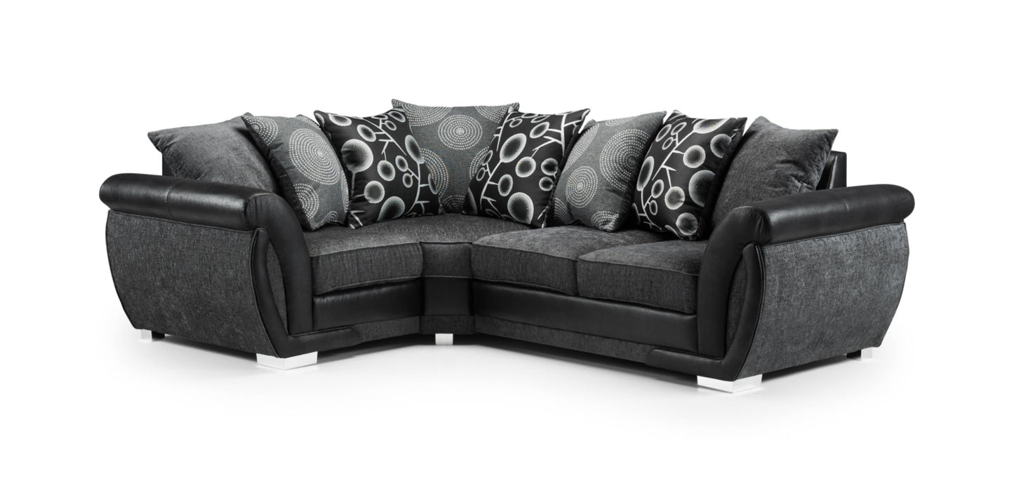 Shannon Fabric Sofa in 1, 2, 3 Seat, 4 Seat Corner Settee & Footstool. Chrome Feet Sofa CasaFenix